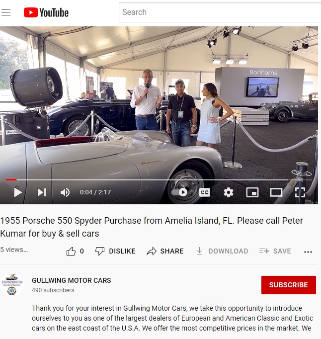 Peter Kumar buys Classic Porsche. Sell Classic Porsche 356 911 and 912. Gullwing Motor Cars