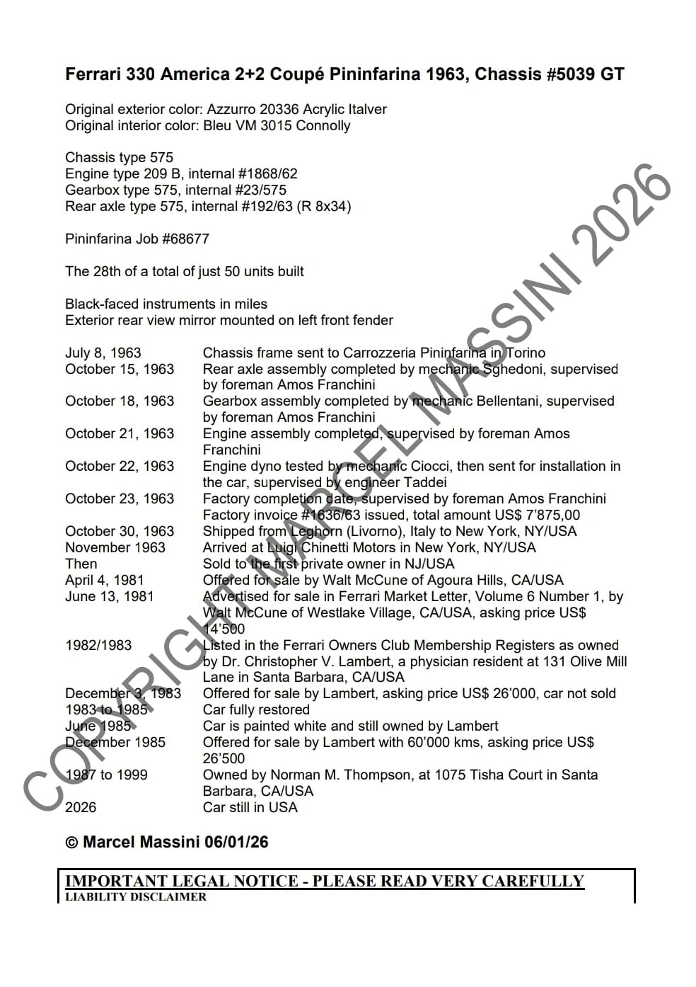 Used 1963 Ferrari 330 America   | Astoria, NY